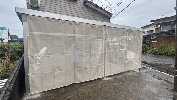 2026年追加工事　魚沼市M様邸　カーポート防雪ネット設置